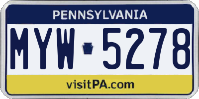 PA license plate MYW5278