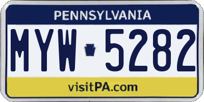 PA license plate MYW5282