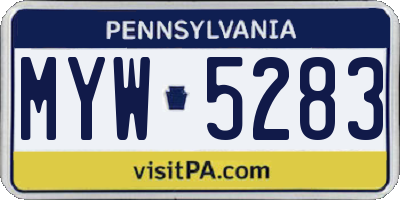PA license plate MYW5283