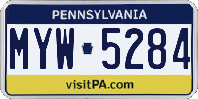 PA license plate MYW5284