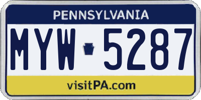 PA license plate MYW5287