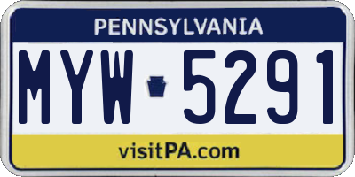 PA license plate MYW5291