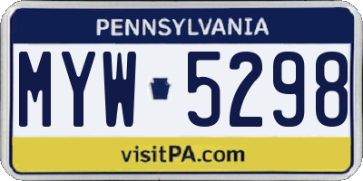 PA license plate MYW5298