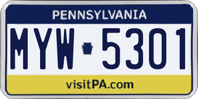PA license plate MYW5301