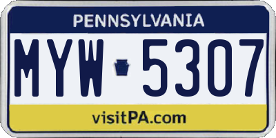 PA license plate MYW5307