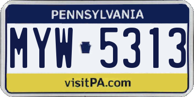 PA license plate MYW5313