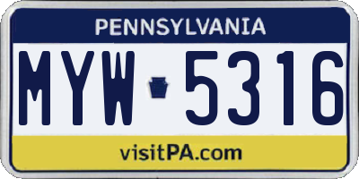PA license plate MYW5316