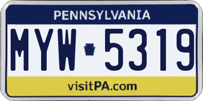 PA license plate MYW5319