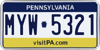 PA license plate MYW5321