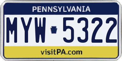 PA license plate MYW5322