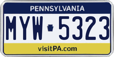 PA license plate MYW5323