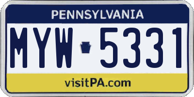 PA license plate MYW5331