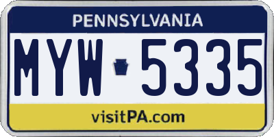 PA license plate MYW5335