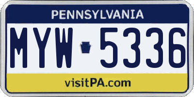 PA license plate MYW5336