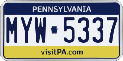 PA license plate MYW5337