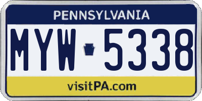 PA license plate MYW5338