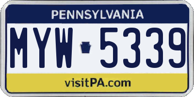 PA license plate MYW5339