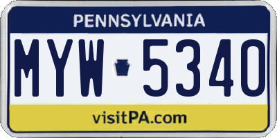 PA license plate MYW5340