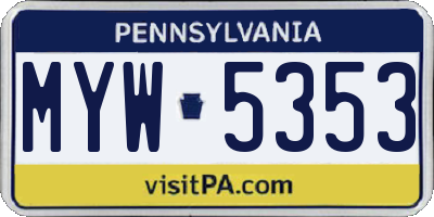 PA license plate MYW5353