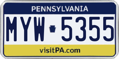 PA license plate MYW5355