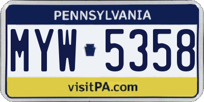 PA license plate MYW5358