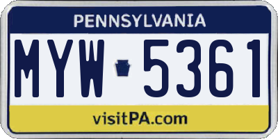 PA license plate MYW5361