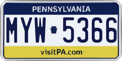 PA license plate MYW5366