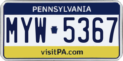 PA license plate MYW5367