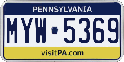 PA license plate MYW5369