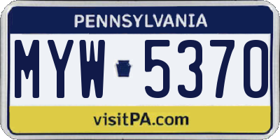 PA license plate MYW5370