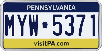 PA license plate MYW5371