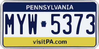 PA license plate MYW5373