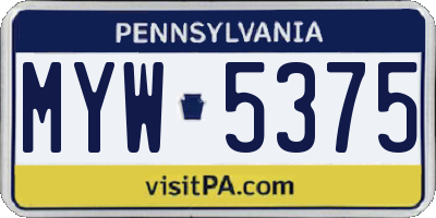 PA license plate MYW5375