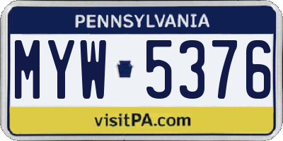PA license plate MYW5376