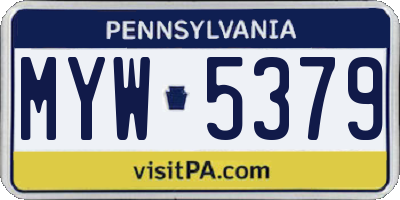 PA license plate MYW5379