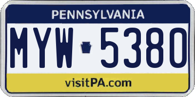 PA license plate MYW5380