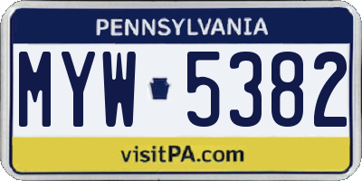 PA license plate MYW5382