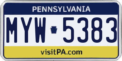PA license plate MYW5383