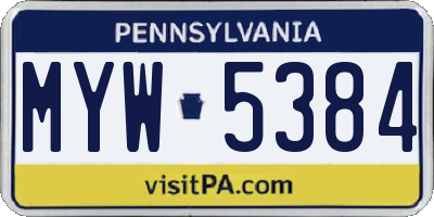 PA license plate MYW5384