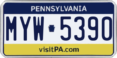 PA license plate MYW5390