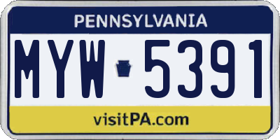 PA license plate MYW5391