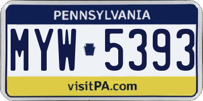 PA license plate MYW5393