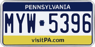 PA license plate MYW5396