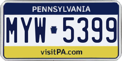PA license plate MYW5399
