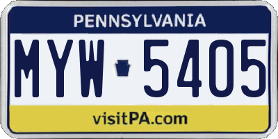 PA license plate MYW5405