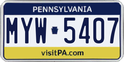 PA license plate MYW5407