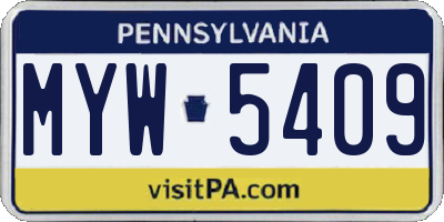 PA license plate MYW5409