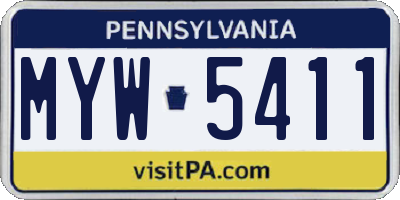 PA license plate MYW5411