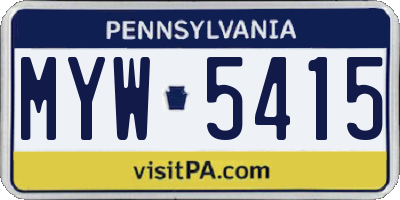 PA license plate MYW5415