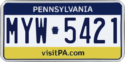 PA license plate MYW5421